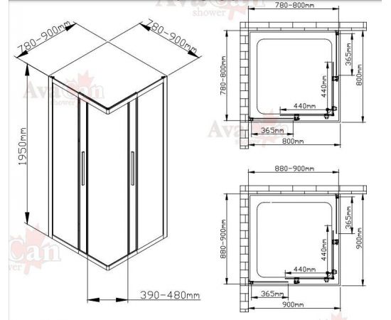 Душевой уголок AvaCan KB 80-90 MT_, изображение 11