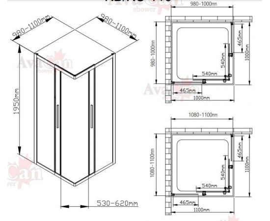 Душевой уголок AvaCan KB 100-110 MT_, изображение 11