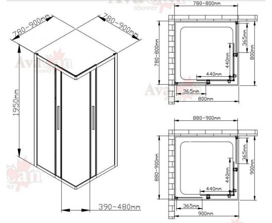 Душевой уголок AvaCan KС 80-90 MT_, изображение 8