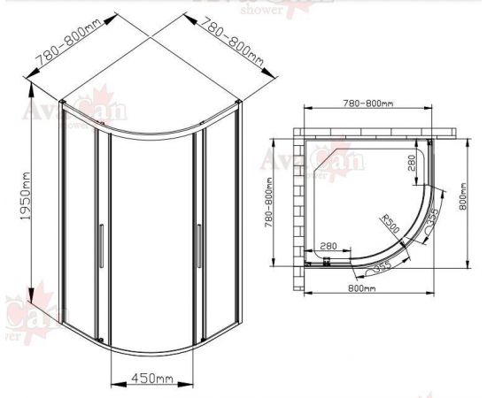 Душевой уголок AvaCan HC 80 MT_, изображение 7