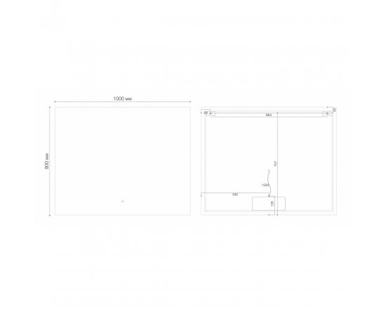 Зеркало Grossman PRAGMA-норма 1000х800х45 LED с сенсорным выключателем и подогревом_, изображение 3