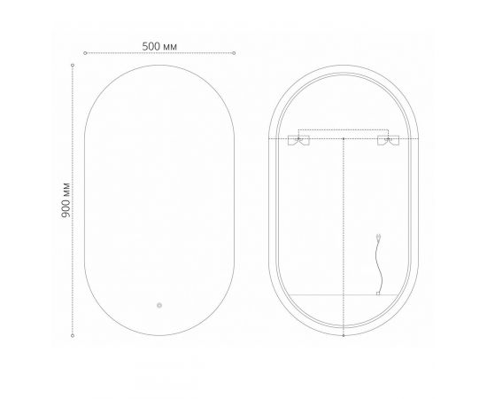 Зеркало Grossman NERO-промо 500х900х45 LED с сенсорным выключателем_, изображение 3