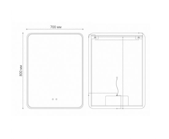 Зеркало Grossman ELEGANS-норма 700х800х45 LED с сенсорным выключателем и подогревом_, изображение 3