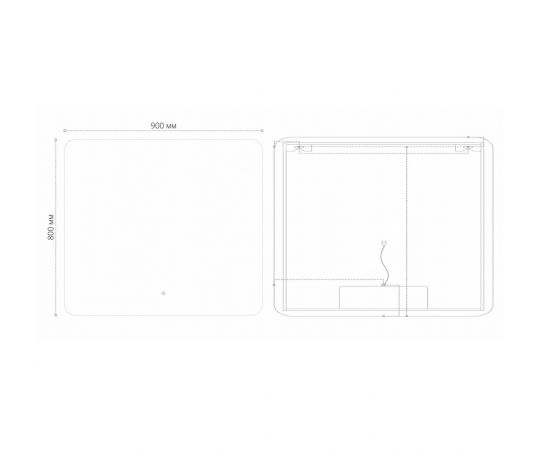 Зеркало Grossman ELEGANS-норма 900х800х45 LED с сенсорным выключателем и подогревом_, изображение 3