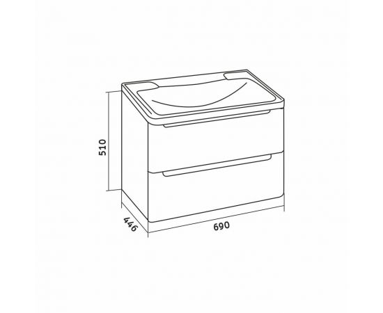 Тумба подвесная Grossman Адель-70 см с 2-я ящ. белая 107006_, изображение 4