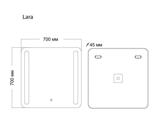 Зеркало Grossman LARA 700х700х45 LED с сенсорным выключателем и гравировкой_, изображение 4