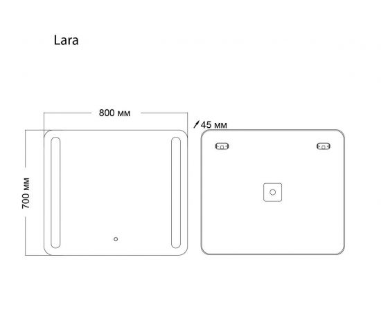 Зеркало Grossman LARA 800х700х45 LED с сенсорным выключателем и гравировкой_, изображение 4