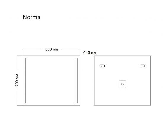 Зеркало Grossman NORMA 800х700х45 LED с механическим выключателем_, изображение 4