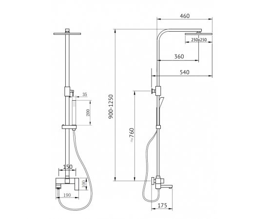 Душевая стойка ABBER Daheim AF8216NG с изливом никель_, изображение 3