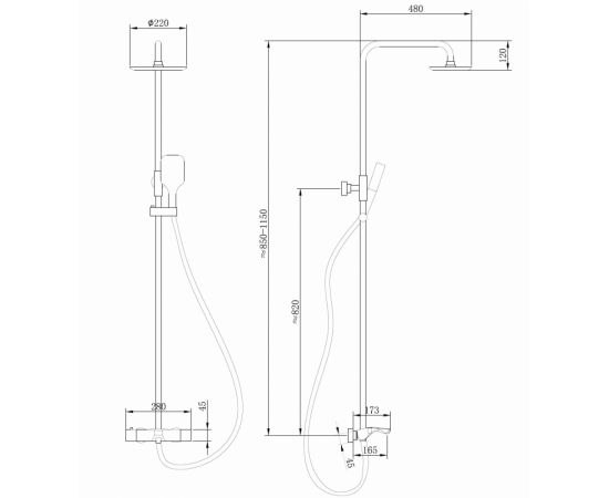 Душевая стойка ABBER Thermostat AF8516 с термостатом и изливом хром_, изображение 3