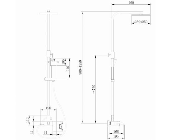 Душевая стойка ABBER Wasserfall AF8616G с изливом золото матовое_, изображение 3