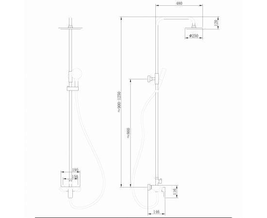 Душевая стойка ABBER Weiss Insel AF8020FW без излива белый матовый_, изображение 3