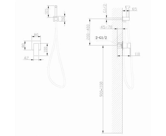 Смеситель ABBER Daheim AF8225NG с гигиеническим душем никель_, изображение 4