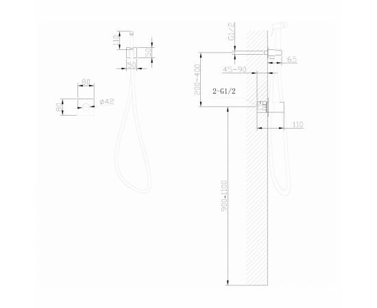 Смеситель ABBER Rund AF8725G с гигиеническим душем золото матовое_, изображение 4