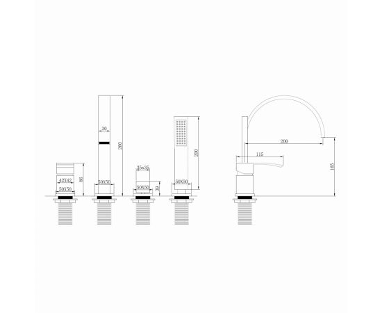 Смеситель ABBER Wasserfall AF8613G на борт ванны золото матовое_, изображение 3