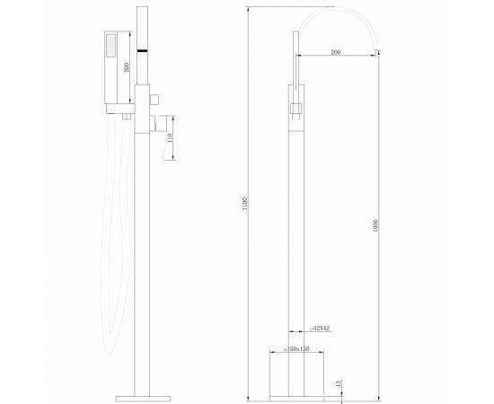 Смеситель ABBER Wasserfall AF8615G напольный золото матовое_, изображение 6