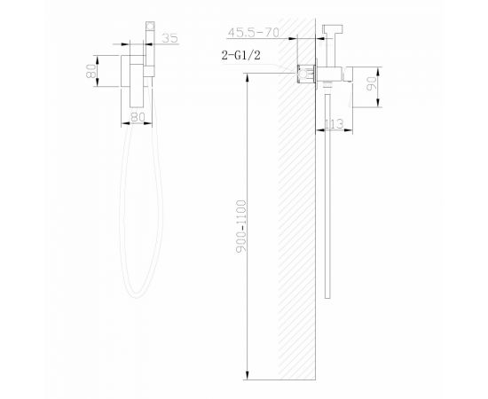 Смеситель ABBER Wasserfall AF8625G с гигиеническим душем золото матовое_, изображение 4