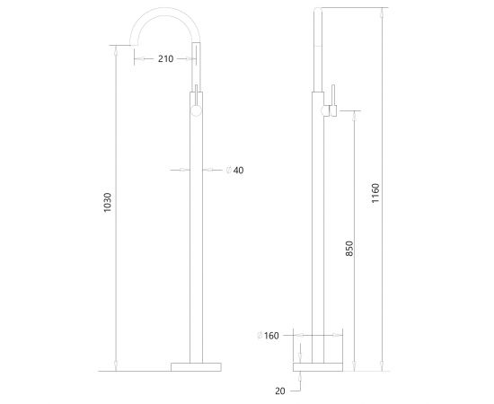 Смеситель ABBER Wasser Kreis AF8141 напольный для раковины хром_, изображение 4