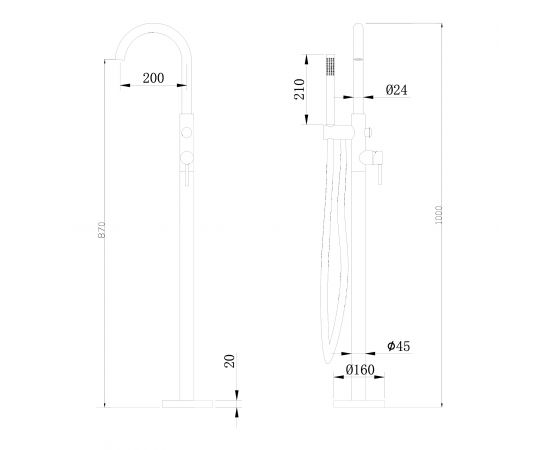 Смеситель ABBER Wasser Kreis AF8115RG напольный для ванны розовое золото_, изображение 3