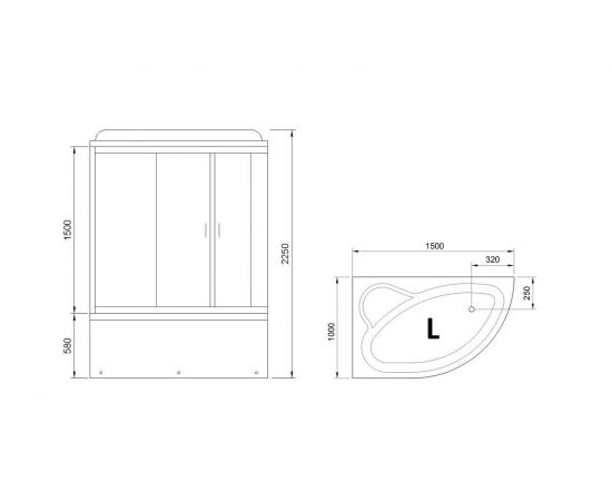 Душевая кабина Royal Bath RB 150ALP-C, левая_, изображение 3