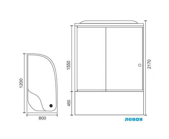 Душевая кабина Royal Bath 8120BK1-T-CH (прозрачное) левая 120x80x217_, изображение 4