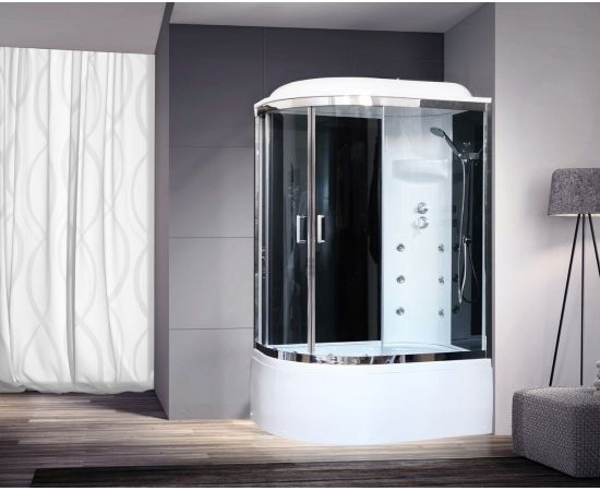 Душевая кабина Royal Bath 8120BK3-BT-CH (черное/прозрачное) правая 120x80x217_, изображение 2