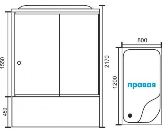 Душевая кабина Royal Bath 8120BP1-M-CH (матовое) правая 120x80x217_, изображение 4