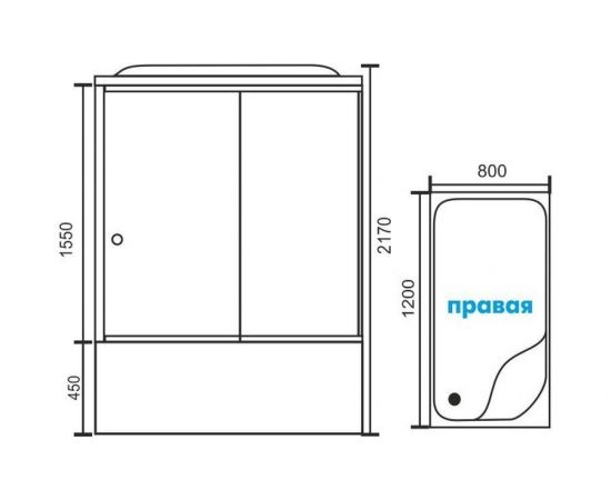 Душевая кабина Royal Bath 8120BP2-M-CH (матовое) правая 120x80x217_, изображение 4