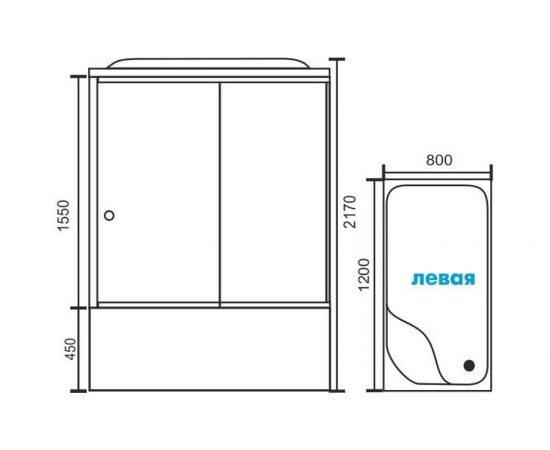 Душевая кабина Royal Bath 8120BP2-T-CH (прозрачное) левая 120x80x217_, изображение 4