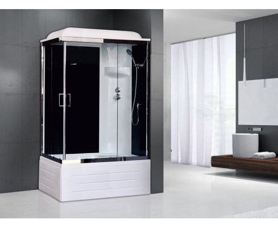 Душевая кабина Royal Bath 8120BP6-BT-CH (черное/прозрачное) правая 120x80x217_, изображение 2