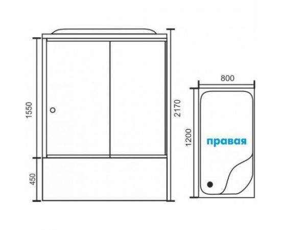 Душевая кабина Royal Bath 8120BP6-BT-CH (черное/прозрачное) правая 120x80x217_, изображение 6