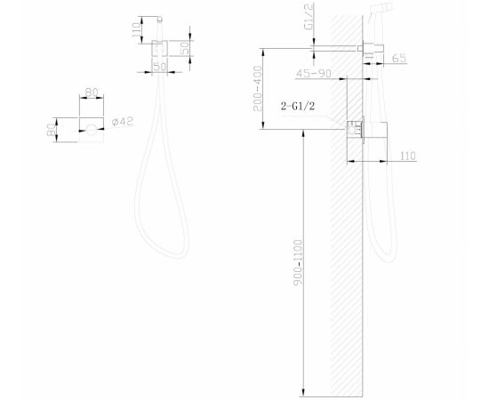 Смеситель ABBER Rund AF8725B с гигиеническим душем черный матовый_, изображение 4