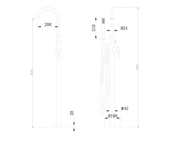 Смеситель ABBER Wasser Kreis AF8115G напольный для ванны золото матовое_, изображение 6