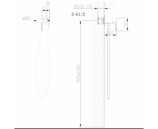 Смеситель ABBER Wasser Kreis AF8125B с гигиеническим душем черный матовый_, изображение 4