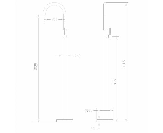 Смеситель ABBER Wasser Kreis AF8141B напольный для раковины черный матовый_, изображение 4