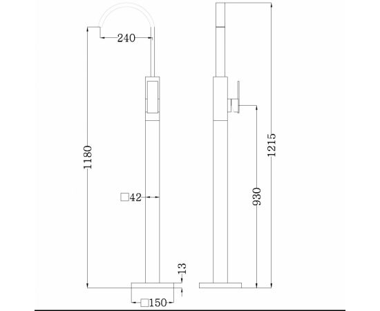 Смеситель ABBER Wasserfall AF8640 напольный для раковины хром_, изображение 6