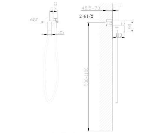 Смеситель ABBER Weiss Insel AF8025B с гигиеническим душем черный матовый_, изображение 4