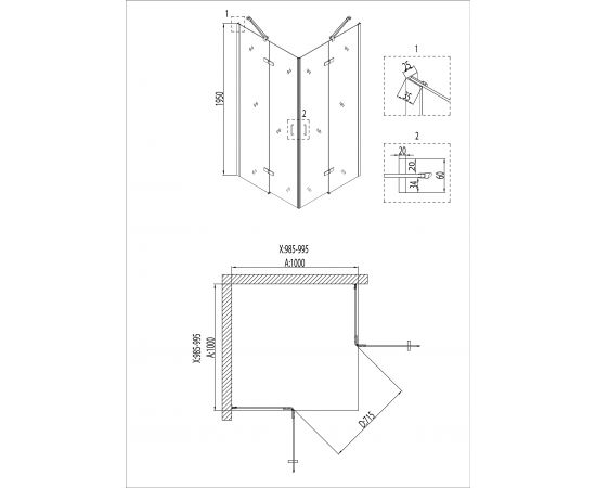 Душевое ограждение Niagara Nova NG-6814-08 BLACK 100х100х195 квадрат черный стекло прозрачное 6 мм_, изображение 8