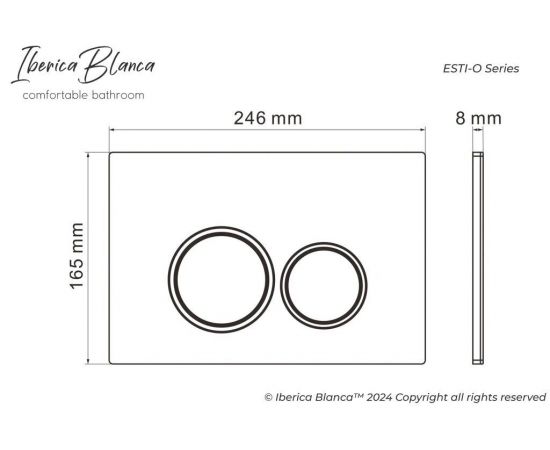 Клавиша смыва IBERICA BLANCA ESTI-O 246х165 мм серый матовый ABS пластик_, изображение 3