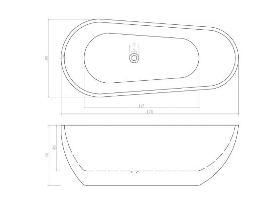 Ванна Ceruttispa MIMI170MB акриловая 1700x800x600 отдельностоящая черная матовая со сливом-переливом_, изображение 4