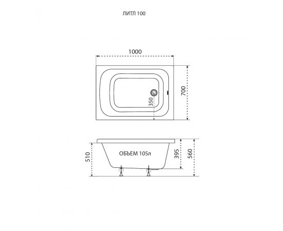 Акриловая ванна Triton Литл 100х70 см_, изображение 4