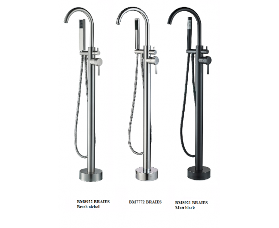 Смеситель для отдельностоящей ванны BOCH MANN BRAIES Brush Nickel BM8922 матовый никель_, изображение 5