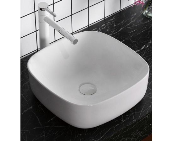Раковина накладная Ceruttispa CR0010 белая квадратная 425х425х150_, изображение 2