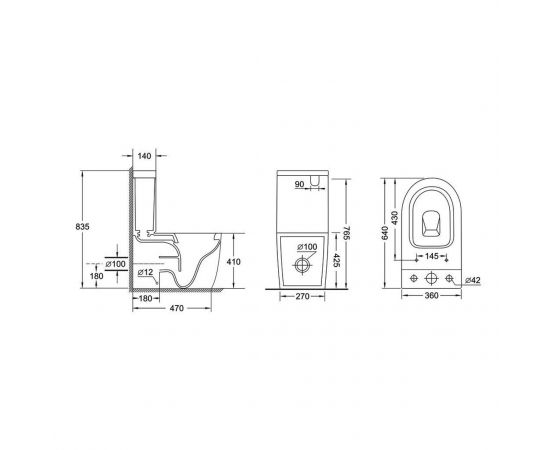Унитаз Grossman GR-4494SQ 64х36х835 белый напольный безободковый торнадо с тонкой крышкой_, изображение 12