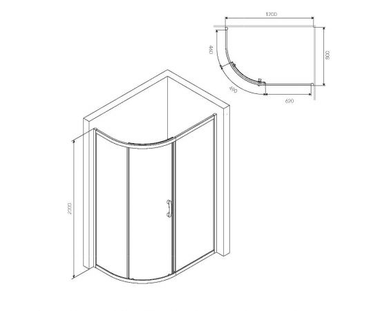 Душевое ограждение AM.PM Like W83UG-302U120CG 120x80 см без поддона_, изображение 6