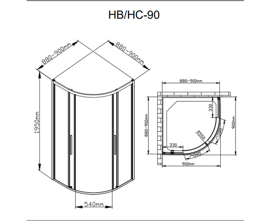 Душевой уголок DTO HB 90 Black_, изображение 2