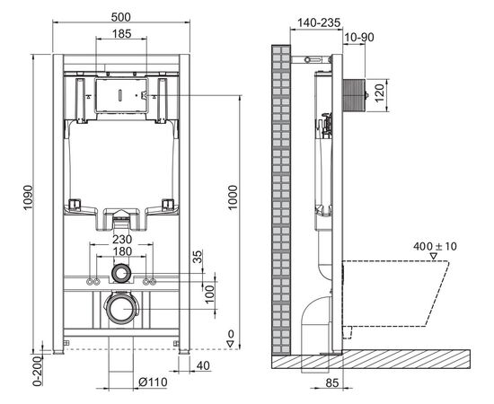 Комплект BelBagno унитаз подвесной с сиденьем LOTO BB070CHR/SC  с инсталляцией и кнопкой_, изображение 7