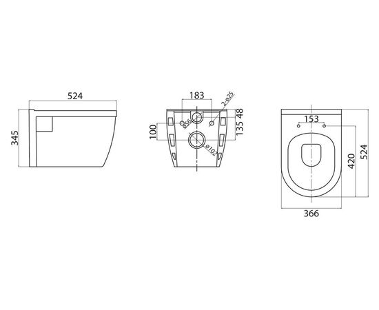 Комплект BelBagno унитаз подвесной с сиденьем LOTO BB070CHR/SC  с инсталляцией и кнопкой_, изображение 6