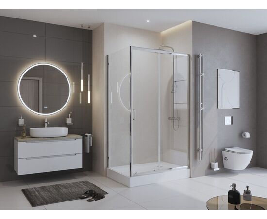 Душевой уголок BelBagno UNO-195-AH-1-100/80-C-Cr, Размер: 100х80, Профиль: Хром, Стекло: Прозрачное_, изображение 2