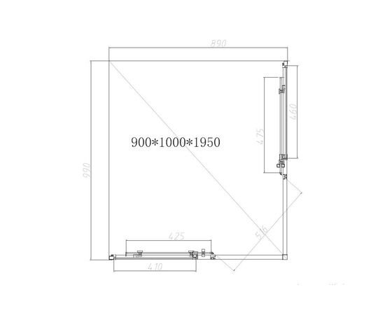 Душевой уголок Vincea Slim-N VSS-4SN9010CLGM 1000х900 вороненая сталь стекло прозрачное, Размер: 100х90, Профиль: Хром, Стекло: Прозрачное_, изображение 6